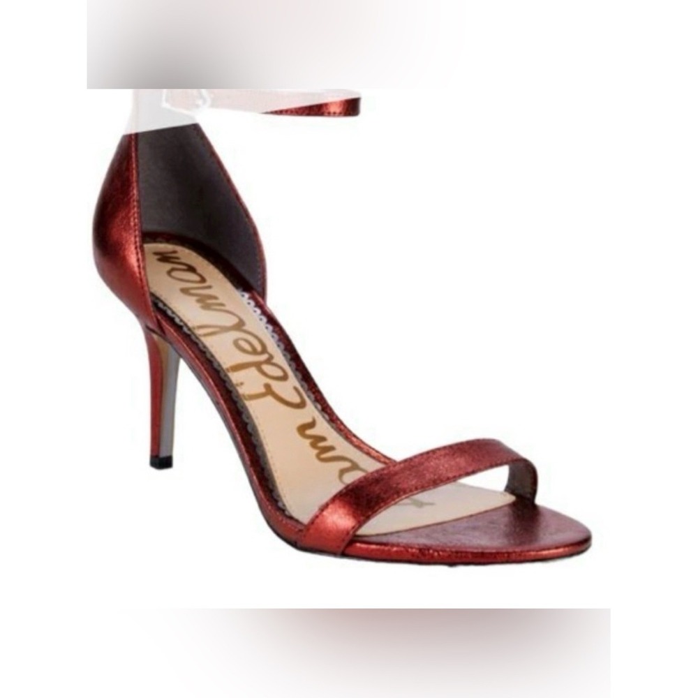 Sam Edelman Women's Red Metallic Ankle Strap Open Toe Heels Women's 7.5M